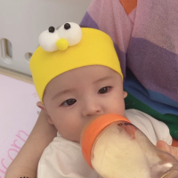 倍倍乐ins儿发带帽子男女宝宝发箍婴儿头饰可爱大眼睛_黄色0-1岁
