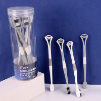 洁克琳 牙刷 二合一双效刮舌器牙刷八支筒装带刮舌苔软毛牙刷_刮舌器牙刷8支筒装