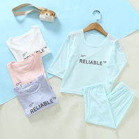 儿童9分空调服无骨面膜T套装90-120_湖绿_90码/身高加10选