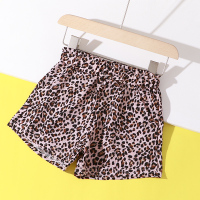 女童短裤外穿新款夏装薄款儿童洋气百搭裙裤热裤潮_女童短裤-豹纹米色_100