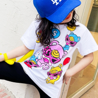 游乐园泰迪气球子款娃T恤 2021夏季新款短袖儿童款大人款_白色_150
