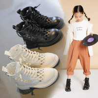 女童鞋夏季2021年新款儿童马丁短靴子春秋款网靴夏季薄款镂空单靴_黑色_26码内长16cm