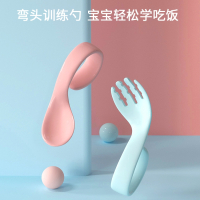 佑妈专享宝宝学吃饭训练勺叉套装弯头勺_红色