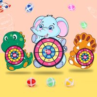 MQ 儿童投掷 子室内益智互动卡通飞镖粘粘球宝宝玩具大象恐龙_三角龙标靶(3球+1挂钩)