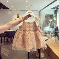 六一女童公主蓬蓬裙超洋气香槟色吊带纱裙女宝宝节日演出服礼服裙_香槟金()_4/100码(适合95-100cm)