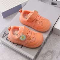 宝宝学步鞋1-3岁软底婴幼儿网面透气休闲鞋_桔色_25码内长15.5cm