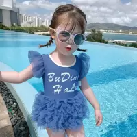莫方s夏季儿童泳装中小童宝宝洋气泳衣女童游泳衣_蓝色_110