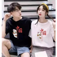 小婧同款情侣印花短袖男女同款_白色中国_M建议体重90-119斤