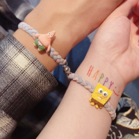 可爱卡通闺蜜相吸手绳小皮筋 可爱情侣手链_抱抱熊+抱抱兔(相吸一对)