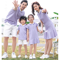 粉丝专享回头率炸街款~Polo衫子装情侣夏季款连衣裙女短袖_女款紫色连衣裙_童150高140-150cm