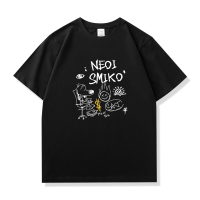 短袖T恤女线条印花潮棉半袖t恤宽松情侣装上衣韩版显瘦_粉色_3XL(建议160-180斤)