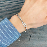 个性简约手链男钛钢手链学生配饰潮流嘻哈手链情侣饰品_E款扭环链