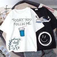 夏季圆领短袖T恤男ins潮流港风五分袖上衣服男女同款学生情侣_猪猪服饰店_M建议90-110斤