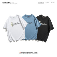 2021夏新款潮流个性印花情侣短袖T恤男体恤T1009_蓝色_M