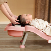 儿童洗头躺椅床婴儿宝宝洗发神器大童可躺坐折叠小孩家用洗头凳子_小款粉色__1--2岁