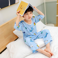 1-15岁夏季绵绸儿童睡衣套装棉绸男童女童小孩宝宝睡衣薄款家居服_8.小飞象_90 55码身高80-90两用裆