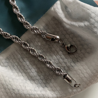 清然记 麻花锁骨链钛钢粗项链男式潮个性嘻哈项链男士礼物_6MM粗麻花链_链长50CM(体重120以内)