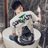 2021新款短袖T恤男潮牌潮流白色半袖衣服夏季潮流青少年男装_袜子_2XL(125-140)