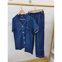 男士 藏青波点 家居套装 DD621_M(140斤