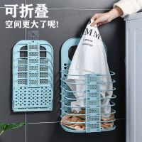 甄别赃衣篓家用壁挂折叠脏衣篮免打孔_米色高46cm宽25.5cm_1个脏衣篮送2个挂钩高46cm宽25.5cm