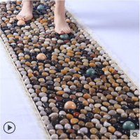 鹅卵石地垫雨花石脚垫垫脚家用走毯鹅卵石足底按摩垫走毯_白色圆心款40cmX40cm