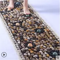 鹅卵石地垫雨花石脚垫垫脚家用走毯鹅卵石足底按摩垫走毯_白色圆心款40cmX40cm