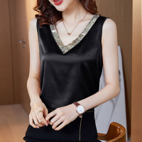 时尚背心女外穿2021夏季新款设计感吊带大码内搭小衫无袖V领_白色优质面料_4XL建议150-160斤