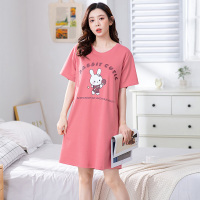 短袖睡裙女夏学生韩版可爱宽松加大码棉质女士睡衣可外穿家居服_908_4XL160-180斤