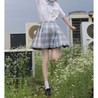 jk制服格裙原创正版套装正统女学生日系夏季格子裙百褶裙_黑客少女免打领带_45cm_XXL