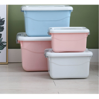 塑料收纳箱装衣服特大号收纳盒学生整理箱玩具车载储物箱实用带盖_北欧灰升级加厚款_小号特惠单个装