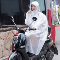 良品 雨衣男女加长双帽檐拉链防暴雨全身骑行步行学生雨披_常规款按扣-单帽檐_M-(150-160CM)
