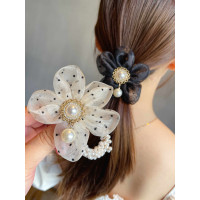 9.9M/串珠波点小吊坠头绳小皮筋女扎头成肠发圈女发饰头饰品_波点串珠发圈-米色