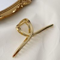 夹子头饰发夹抓夹女中号洗澡发抓韩国简约个性马尾夹边夹发卡_梯形爪机金色