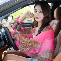 优衣雅雪纺衫女装外套上衣新款短款防晒衣衣服春夏丝巾袖套_(宝兰)