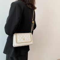 天使粉丝专享百佳威链条边边2021新款菱格方格ins百搭小香包_经典黑