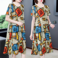 工厂直销阔太太连衣裙高贵夏装中老年2021新款洋气妈妈短袖中_5530_4XL建议140-160