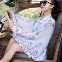 2021斗篷披肩骑车遮阳防防晒衣紫外线(80-180斤)_青花瓷黑(1件)