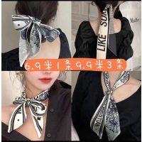 法式小长条丝巾发带女绑发2021年新款百搭春秋字母搭西装领巾_斑马纹黑色