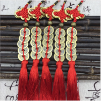 老师五帝结客厅家居摆件铜挂件 一对_金色边一对