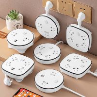 可收纳插座 多功能USB插板家居办公带线拖接线板多功能插座转换器_圆3位 带收纳 0.8米