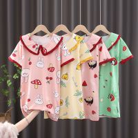 儿童睡衣夏季短袖女童睡裙薄款小女孩可爱公主风宝宝睡衣家居服_JY短袖裙草莓女孩_8码适合身高95110cm