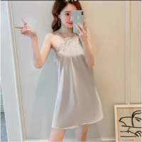 法蒂兰女夏季睡裙吊带裙家居服_黑色_M