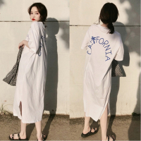 夏季新款韩式时尚个性长款过膝睡裙女宽松大码家居服睡衣女可外穿_大码吊带背心_4XL