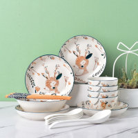 顾家家居小鹿18件套4碗4盘4勺4筷1大汤碗1大勺_小鹿18件套4碗4盘4勺4筷1大汤碗1大勺