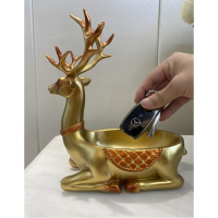 GG轻奢现代钥匙收纳装饰品摆件玄关家居装饰品_金色-收纳站鹿