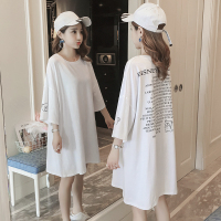 夏季韩版胖mm睡裙女式长款短袖长裙肥大码睡衣夏天外穿家居_白色熊熊中裙_155(S)