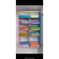 HS宿舍寝室衣橱衣柜收纳整理神器架柜子衣柜分层_北欧绿_3层1大1小/高68CM