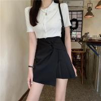 2021新款高腰不规则半身裙女夏大码胖mm甜酷裙设计感小众包臀裙_黑色_S码_80-100斤