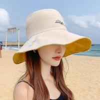 春夏秋帽子女韩版出游遮阳帽防晒紫外线大沿遮脸日系渔夫帽女_防风绳_均码送防风绳