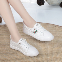 小白鞋女春夏秋季新款休闲鞋子百搭平跟软底透气韩版潮学生女板鞋_A1绿色_35标准